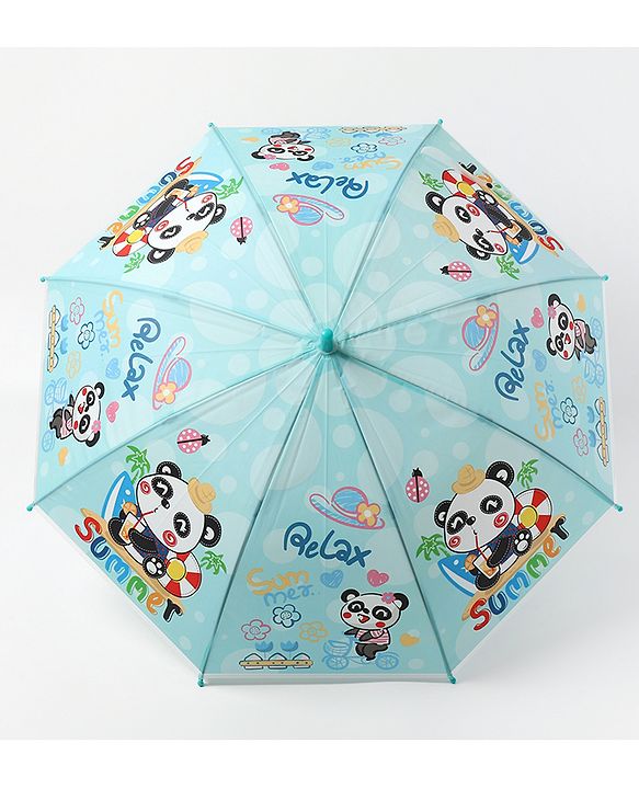 Babyhug Free size Umbrella With Panda Print - Sky Blue
