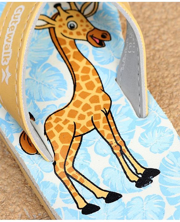 Cute Walk by Babyhug Slip On Flip Flops with Giraffe Print - Blue