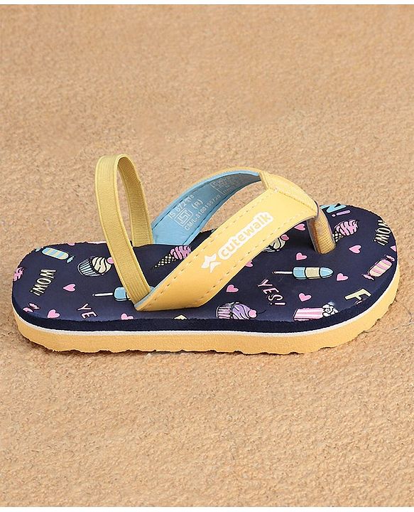 Cute Walk by Babyhug  Flip Flops with Back Strap Heart Print - Blue