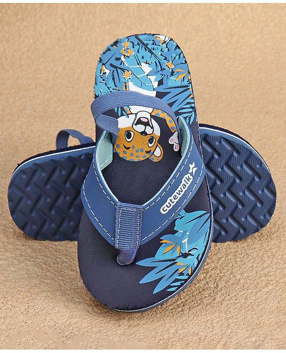 Cute Walk by Babyhug  Flip Flops with Back Strap Animal Print - Blue