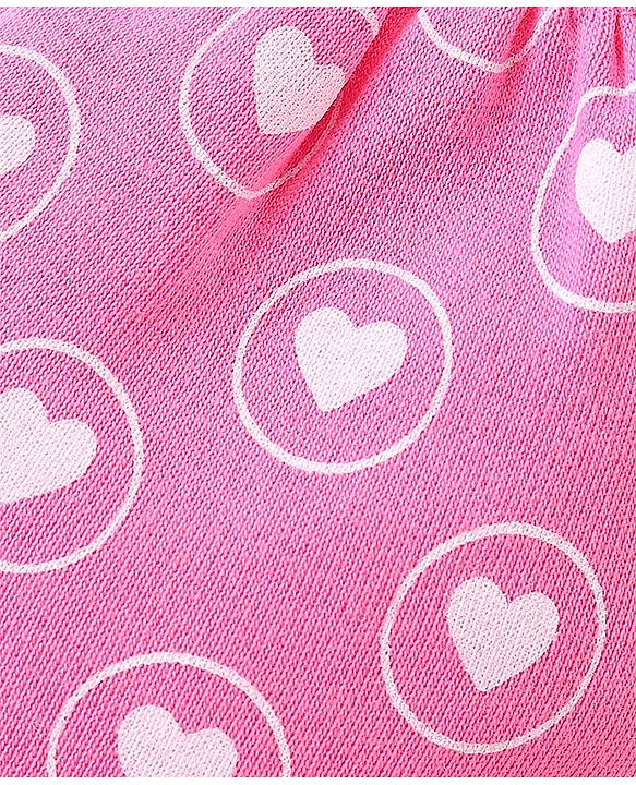Babyhug 100% Cotton Interlock Mittens & Booties Set Hearts Print - Pink