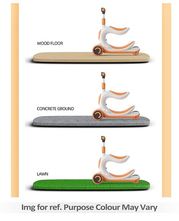 Babyhug Hawk 3in1 Foldable Kids 3 Wheel Scooter with Adjustable Seat LED Wheels Wide Standing Deck & 4 Level Height Adjustment| Compact Fold| Lean-to-Steer| Toy for 3 to 12 year Boys and Girls| Gifting Option