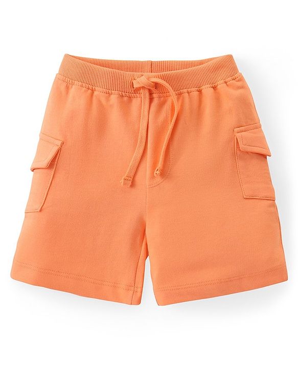 Babyhug Cotton Knit Half Sleeves T-Shirt & Shorts Set With Text Print - Blue & Orange