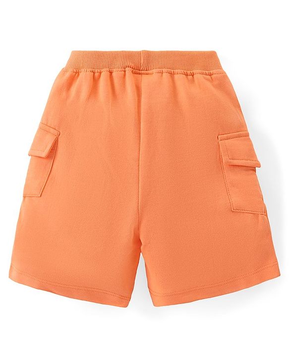 Babyhug Cotton Knit Half Sleeves T-Shirt & Shorts Set With Text Print - Blue & Orange