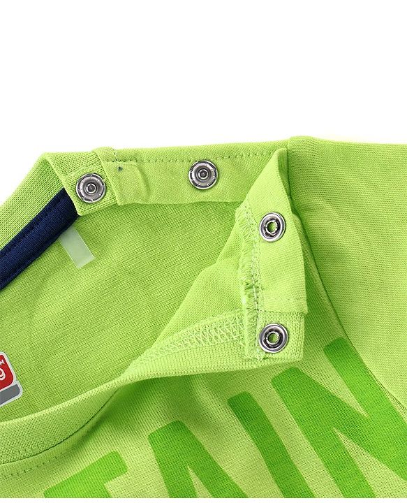 Babyhug Cotton Knit Half Sleeves Color Block T-Shirt & Shorts Set With Text Print - Multicolor
