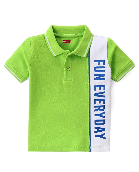 Babyhug Single Jersey Knit Half Sleeves T-Shirt & Shorts With Text Print - Green