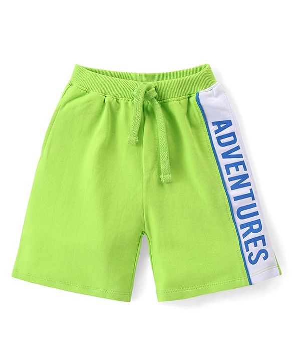 Babyhug Single Jersey Knit Half Sleeves T-Shirt & Shorts With Text Print - Green