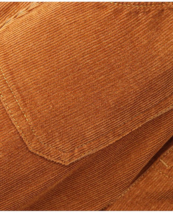 Babyhug Cotton Lycra Full Length  Solid Corduroy Pants - Golden Brown