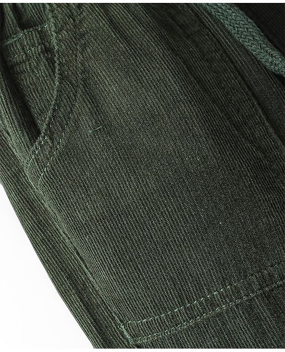 Babyhug Cotton Lycra Full Length Stretchable Corduroy Pants - Olive