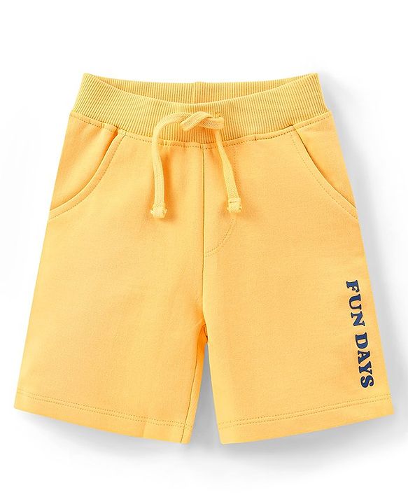 Babyhug Single Jersey Knit Half Sleeves T-Shirt & Shorts Set Text Print - Blue & Orange