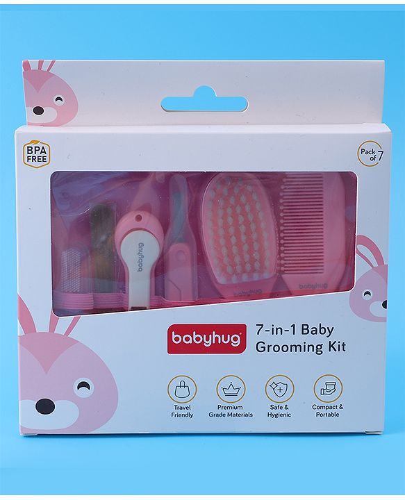 Babyhug Grooming Kit Pink - 7 Pieces - L 19 x B 18.5 x H 2 cm Pink