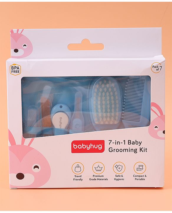 Babyhug Grooming Kit Blue - 7 Pieces - L 19 x B 18.5 x H 2 cm Blue