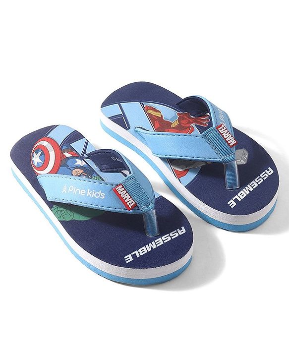 Pine Kids Marvel Slip On Flip Flops Avenger Design - Navy Blue