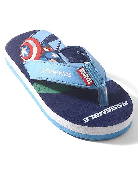 Pine Kids Marvel Slip On Flip Flops Avenger Design - Navy Blue