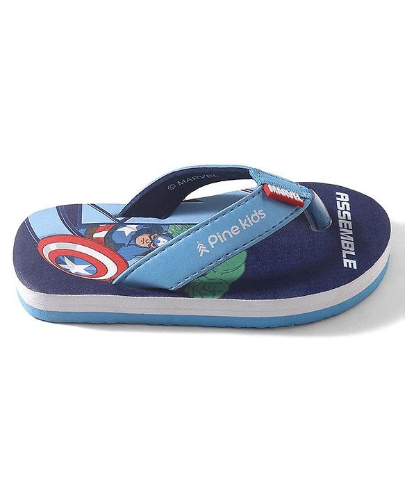 Pine Kids Marvel Slip On Flip Flops Avenger Design - Navy Blue