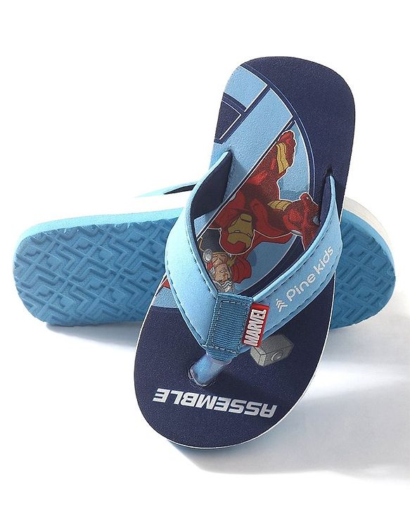 Pine Kids Marvel Slip On Flip Flops Avenger Design - Navy Blue