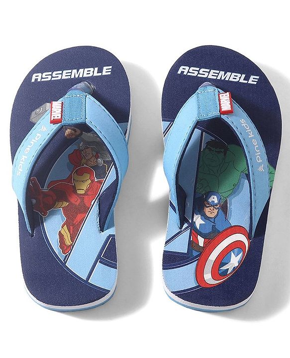 Pine Kids Marvel Slip On Flip Flops Avenger Design - Navy Blue