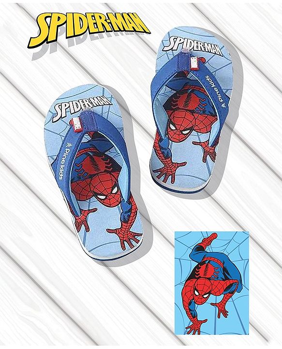 Pine Kids Marvel Slip On Flip Flops With Spiderman Print - Light Blue