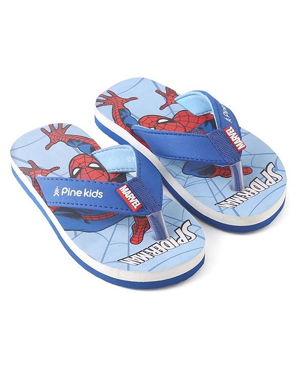 Pine Kids Marvel Slip On Flip Flops With Spiderman Print - Light Blue