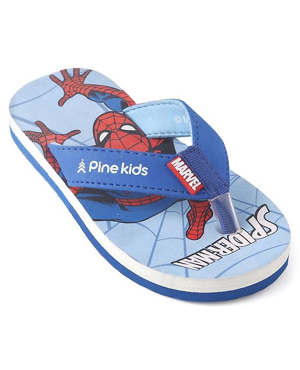 Pine Kids Marvel Slip On Flip Flops With Spiderman Print - Light Blue