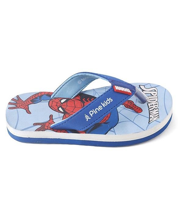 Pine Kids Marvel Slip On Flip Flops With Spiderman Print - Light Blue