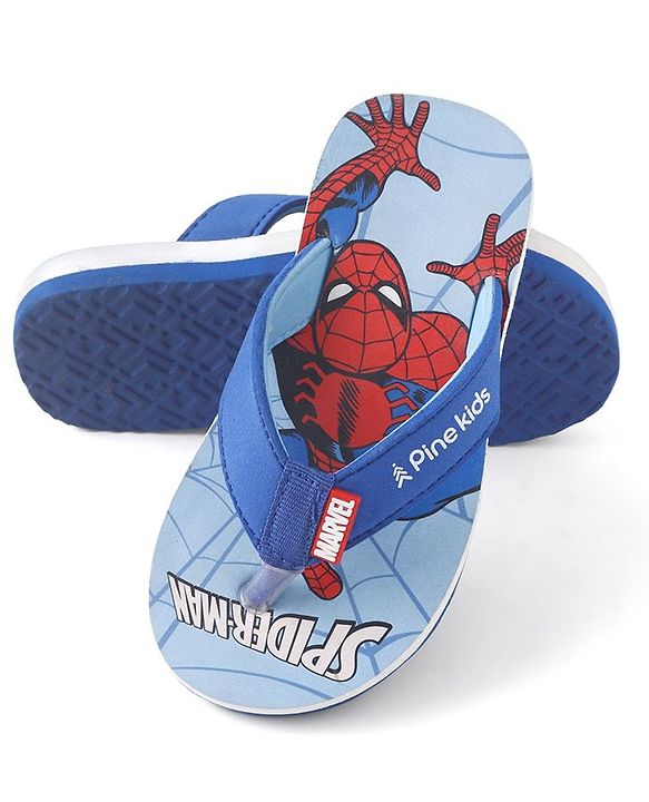 Pine Kids Marvel Slip On Flip Flops With Spiderman Print - Light Blue