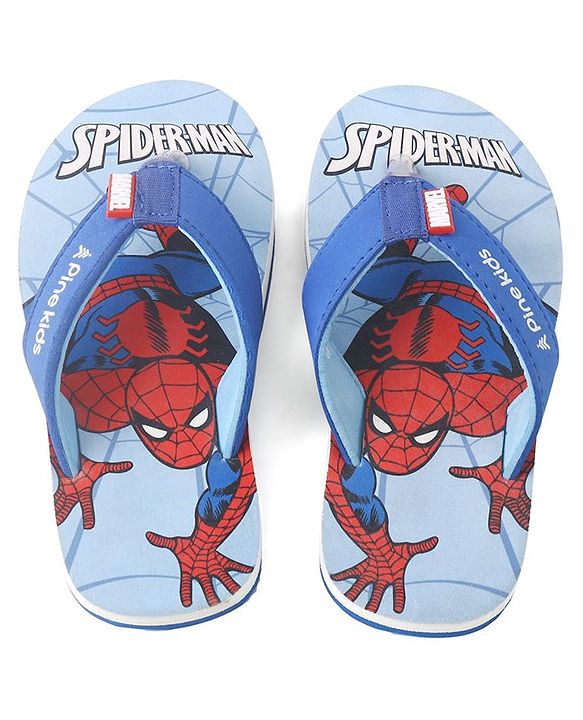 Pine Kids Marvel Slip On Flip Flops With Spiderman Print - Light Blue