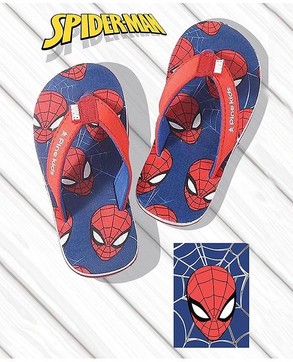 Pine Kids Marvel Slip On Flip Flops Spiderman Design - Blue & Red