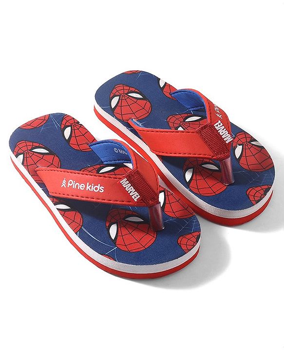 Pine Kids Marvel Slip On Flip Flops Spiderman Design - Blue & Red