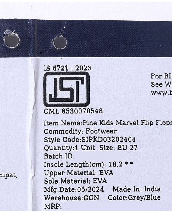 Pine Kids Marvel Slip On Flip Flops Spiderman Design - Blue & Red