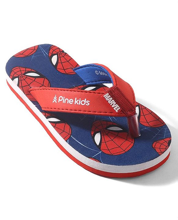 Pine Kids Marvel Slip On Flip Flops Spiderman Design - Blue & Red