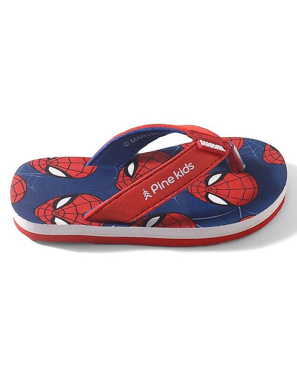 Pine Kids Marvel Slip On Flip Flops Spiderman Design - Blue & Red