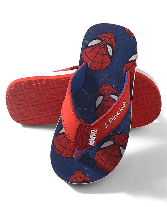 Pine Kids Marvel Slip On Flip Flops Spiderman Design - Blue & Red