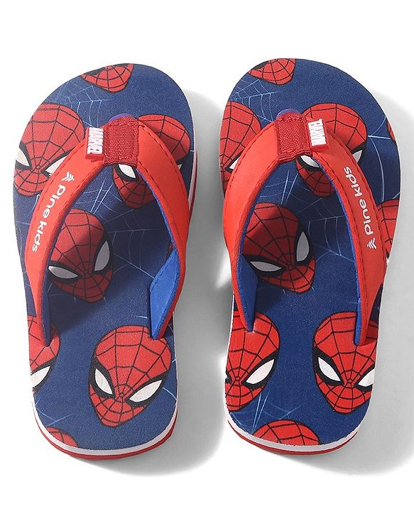 Pine Kids Marvel Slip On Flip Flops Spiderman Design - Blue & Red