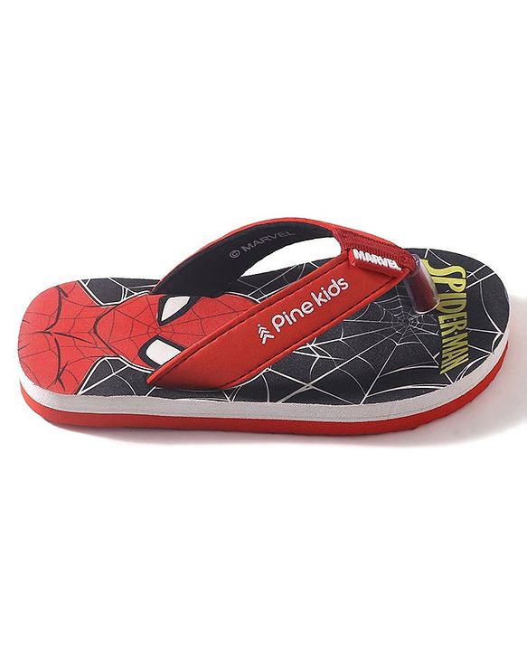 Pine Kids Marvel Slip On Flip Flops Spiderman Design - Black & Red
