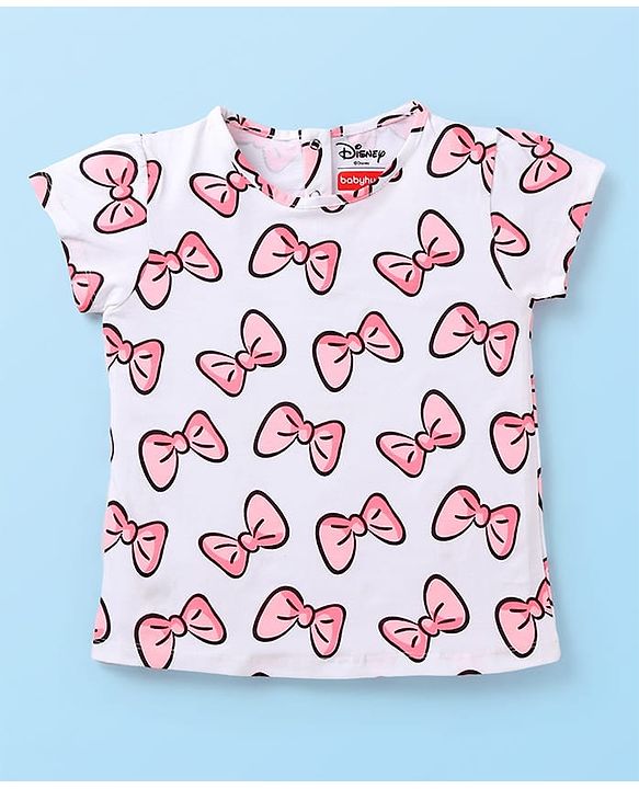 Babyhug Disney Cotton Half Sleeves T-Shirt with Dungaree  Minnie Mouse Print - Multicolour