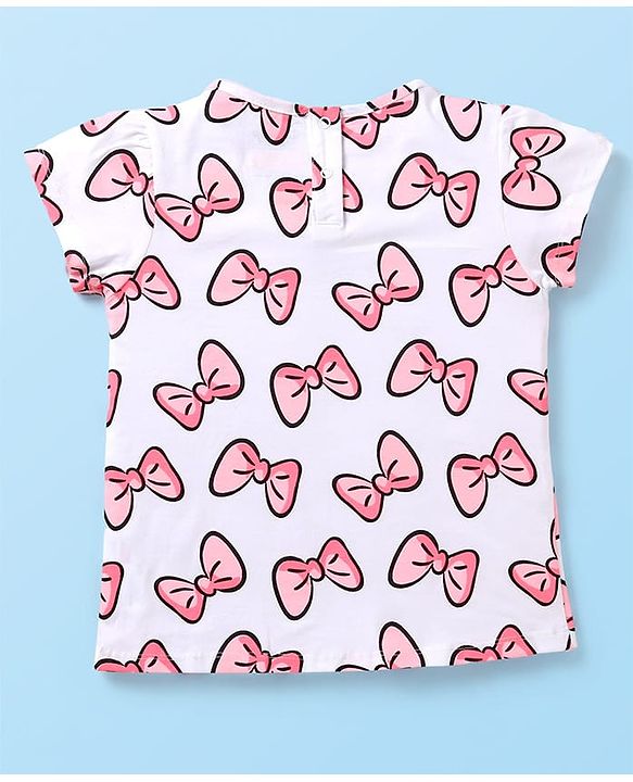 Babyhug Disney Cotton Half Sleeves T-Shirt with Dungaree  Minnie Mouse Print - Multicolour