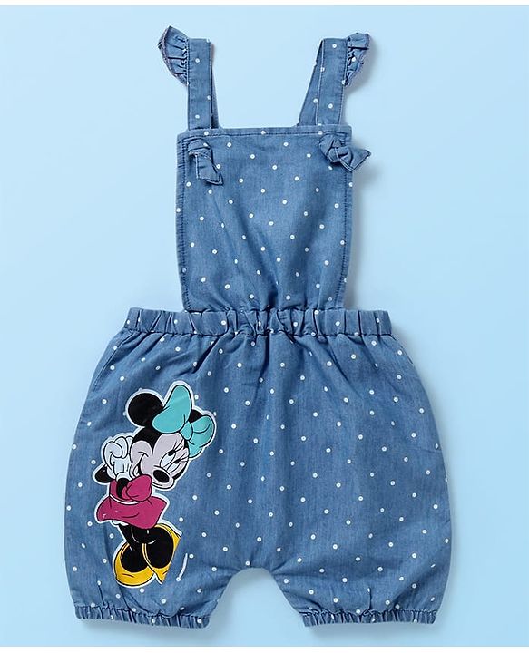 Babyhug Disney Cotton Half Sleeves T-Shirt with Dungaree  Minnie Mouse Print - Multicolour