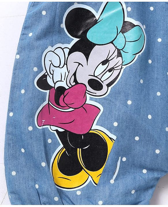 Babyhug Disney Cotton Half Sleeves T-Shirt with Dungaree  Minnie Mouse Print - Multicolour