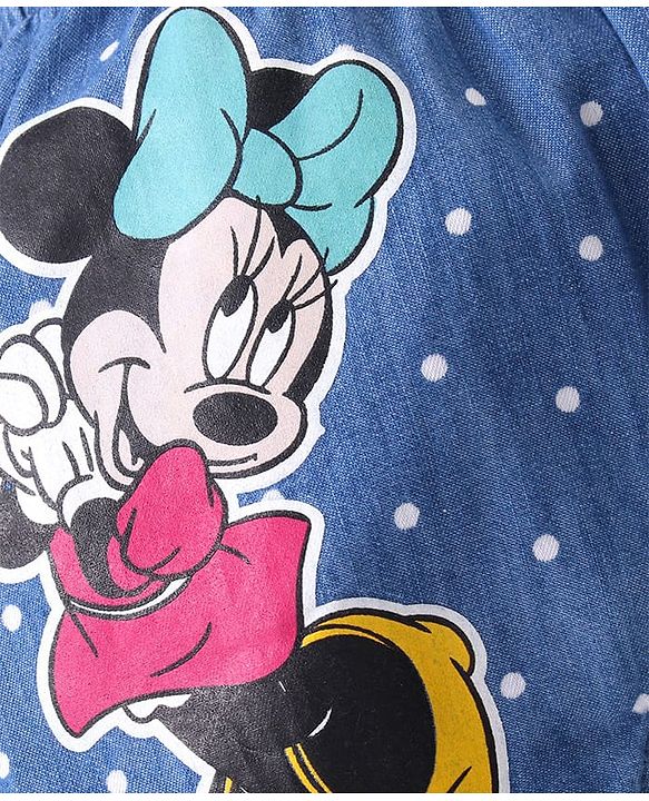 Babyhug Disney Cotton Half Sleeves T-Shirt with Dungaree  Minnie Mouse Print - Multicolour