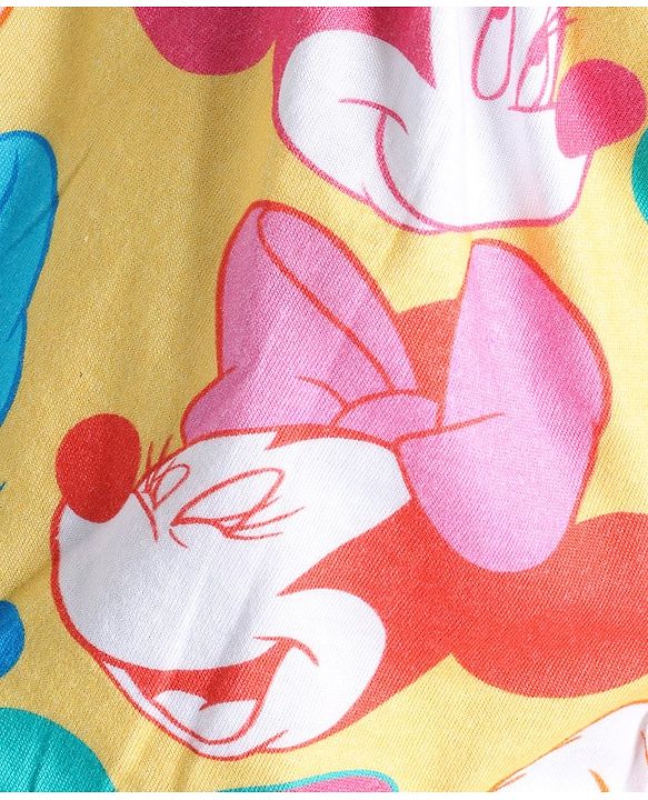 Babyhug Disney Single Jersey Knit Half Sleeves Top And Denim Skirt With Minnie Mouse Print - Multicolor