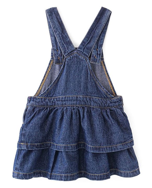 Babyhug Disney Single Jersey Knit Layered Frock with Half Sleeves T-Shirt Winnie The Pooh Print - Blue White & Pink