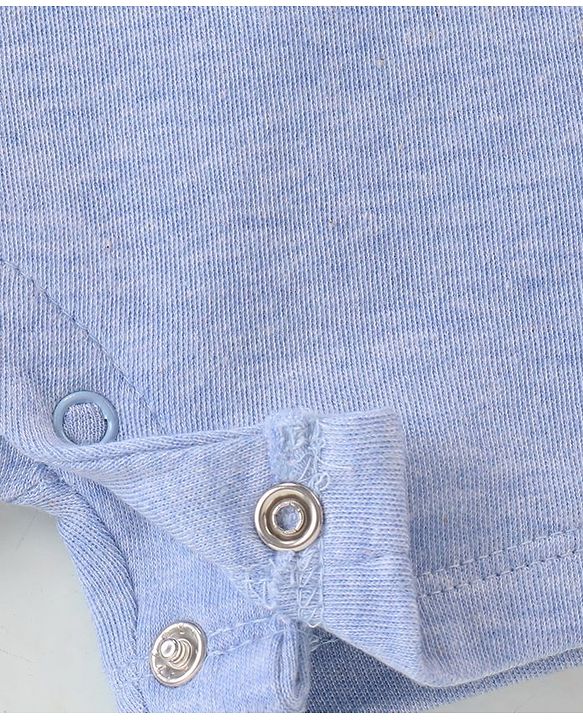 Babyhug 100% Cotton Knit Interlock Half Sleeves Romper With Teddy Print - Blue