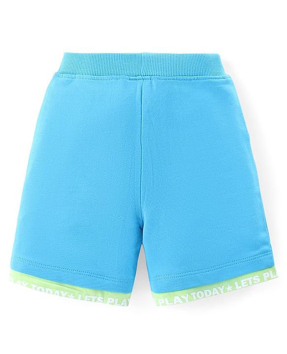 Babyhug Cotton Knit Half Sleeves Polo T-Shirt & Shorts Set With Dancing Croc Print - Green & Blue
