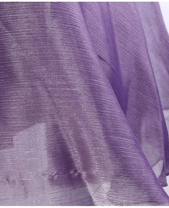 Babyhug Woven One Shoulder Sleeves Fit and Flare Party Gown With Floral Applique- Violet