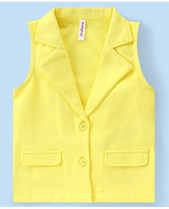 Babyhug Knit Sleeveless Co-Ord Set Solid Color - Yellow