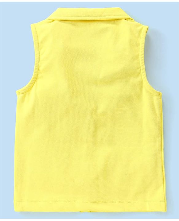 Babyhug Knit Sleeveless Co-Ord Set Solid Color - Yellow