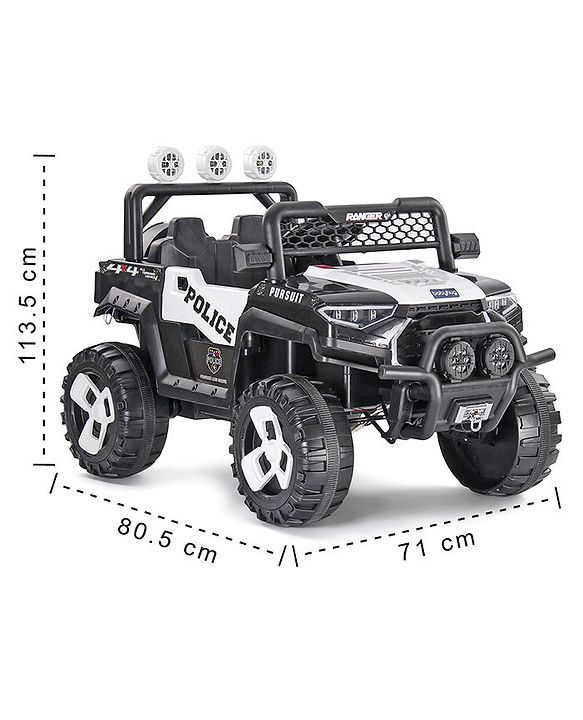 Babyhug RANGER 4X4 Battery Operated Ride On Jeep with Music & LED Lights - Black| Forward & Reverse Drive| Wide Comfortable Seat| Rechargeable Battery| Remote Control| Pre-loaded Music with USB & AUX| Easy to Assemble| Wide Comfortable Seat| Easy to