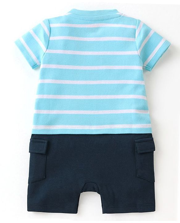 Babyhug 100% Cotton Half Sleeves Romper Fruit Print - Blue