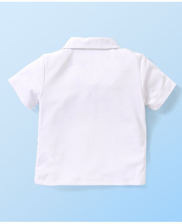 Babyhug Half Sleeves Checks Attached Waist Coat Shirt & Shorts Set with Bow  - White & Black